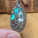 Tree of Life Pendant – Aurora Opal + Moss Agate Doublet in Sterling Silver