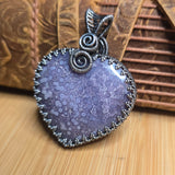 Purple Heart Shape Double-sided Grape Agate Pendant Necklace - Sterling Silver