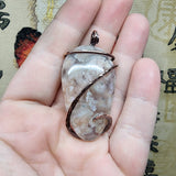 Cherry Blossom Plume Agate Pendant Necklace in Copper