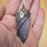 Mossy Burro Creek Agate Pendant in Sterling Silver