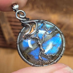 Labradorite Moon Spooky Tree of Life Pendant – Oxidized Sterling Silver