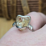 Oregon Sunstone Ring sz 8.5 Sterling Silver – Pink Center with Light Schiller