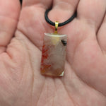 Red Plume Chalcedony Pendant – Mystery Agate with Fiery Inclusions