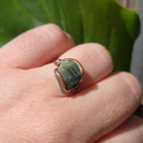 Raw Green Tourmaline Crystal Ring in Copper Ring Sz 10