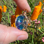 Moon and Stars Rainbow Aurora Opal Pendant In 14kt Rose Gold Fill and Sterling Silver