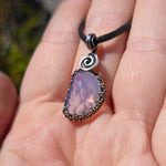 UV-Reactive Lavender Moon Quartz Pendant – 7ct Handmade in Antiqued Sterling Silver