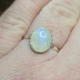 Moonstone Ring sz 10.5 – Blue Glow with Golden Spark in Sterling Silver