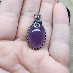 Huge Purple Chalcedony Agate Pendant in Sterling Silver