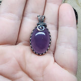 Huge Purple Chalcedony Agate Pendant in Sterling Silver