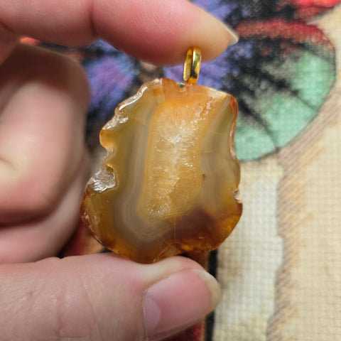 Washington Carnelian & Citrine Druzy Pendant – Natural Edge Collector Necklace
