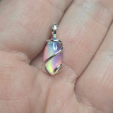Aurora Opal Mini Cabochon Pendant in Sterling - Handmade Tension-Set Jewelry