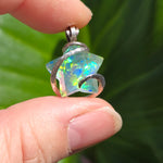 Aurora Opal Rainbow Star Pendant - Sterling Silver - Lab-Grown Magic