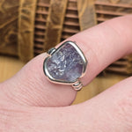 Raw Iolite Crystal Ring sz 6.5 Sterling Silver – Blue to Grey Pleochroic Shift