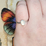 Oval Blue Glow Rainbow Moonstone Ring in Sterling Silver Ring Sz 8.75