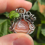 Swazi Rose Agate Pumpkin Pendant - Sterling Silver 14kt Gold Fill Czech Glass