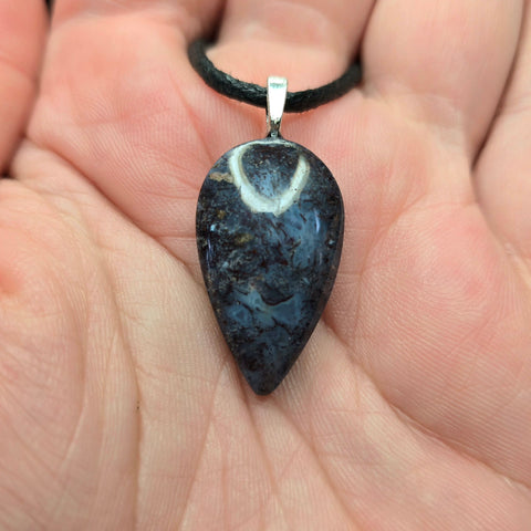 Purple Moss Agate Pendant – Small Teardrop Stone Necklace