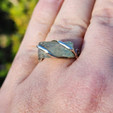 Raw Aquamarine Crystal Ring in Sterling Silver Sz 10.25