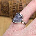 Raw Iolite Crystal Ring sz 6.5 Sterling Silver – Blue to Grey Pleochroic Shift