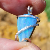 Boulder Opal Pendant - Sterling Silver Striped Ribbons of Color
