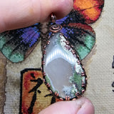 Banded Agate with Moss Agate Pendant in Copper