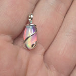 Aurora Opal Mini Cabochon Pendant in Sterling - Handmade Tension-Set Jewelry