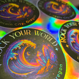 Rock Your World Holographic Sticker Waves + Crystals in Moonlight - 3in Sticker