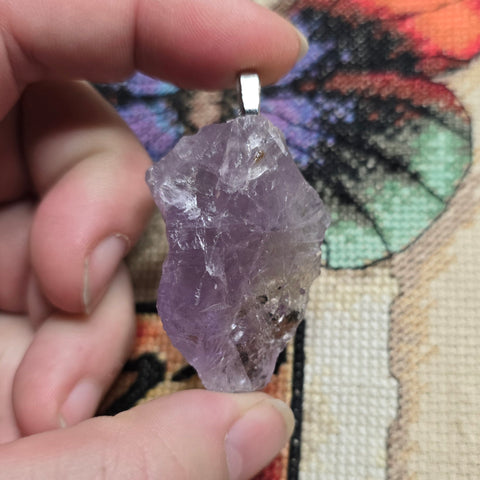 Raw Amethyst Pendant – Natural Crystal Chunk Necklace