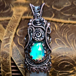 Aurora Opal Copper Wand Wire Wrap Pendant – Large 5" Quartz Crystal for Ritual, Healing or Display