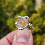 Oregon Sunstone Ring sz 8.5 Sterling Silver – Pink Center with Light Schiller