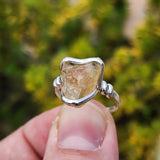 Oregon Sunstone Ring sz 8.5 Sterling Silver – Pink Center with Light Schiller