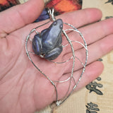 Mystic Hopper – One-of-a-Kind Purple Labradorite Frog Pendant