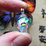 Faceted Rainbow Aurora Opal Pendant In Hammered Sterling Silver with 20 Inch Chain - Rock Your World 