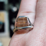 Rough Watermelon Tourmaline Crystal Ring in Sterling Silver Ring Sz 7