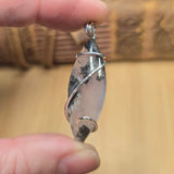Lavender Moss Agate Pendant – Black Inclusions in Sterling Silver