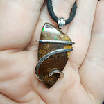 Australian Boulder Opal Pendant in Sterling Silver - Large Abstract