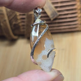 Golden Tube + Moss Carnelian Agate Pendant – Sterling Silver