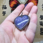 Bright Purple Heart Shape Double-sided Grape Agate Pendant Necklace in Sterling Silver