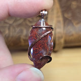 Red Moss Agate Pendant Copper Wrapped - One-of-a-Kind