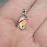 Aurora Opal Mini Cabochon Pendant in Sterling - Handmade Tension-Set Jewelry