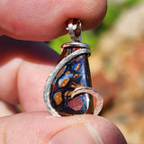 Boulder Opal Pendant Lightning Fire Yowah Nut Pattern - Sterling Silver