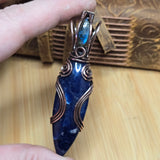 Blue Sodalite Labradorite Pendant – Copper Flow + Night Sky Flame