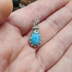 Dainty Ocean Blue Larimar Pendant Sterling Silver