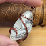 Crazy Lace Agate Pendant – Earthy Neutrals + Scenic Bands in Copper