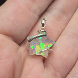 Aurora Opal Star Pendant - Sterling Silver - Lab-Grown Magic