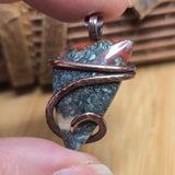 Fiery Opal Pendant Marcasite Inclusions - Copper Wrapped