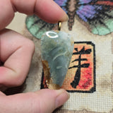 Owyhee Jasper Pendant – Translucent Sage Green Teardrop