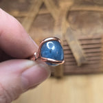 Aquamarine Copper Ring Size 6.5 – Deep Blue Cabochon