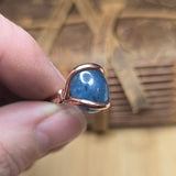 Aquamarine Copper Ring Size 6.5 – Deep Blue Cabochon