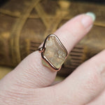Raw Oregon Sunstone Crystal Ring Sz 6.5 in Copper
