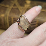 Raw Oregon Sunstone Crystal Ring Sz 6.5 in Copper